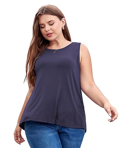 LALAGEN 2023 Plus Size Camiseta regata de treino para mulheres ajuste solto costas nadador sem manga