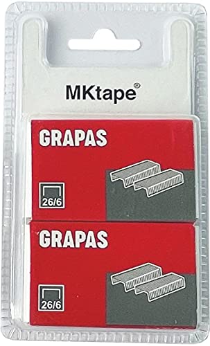 Caja de Grapas 26/6 Galvanizadas Blíster de Dos Cajas de 500 para Grapadora Escolar Resistentes Grapar