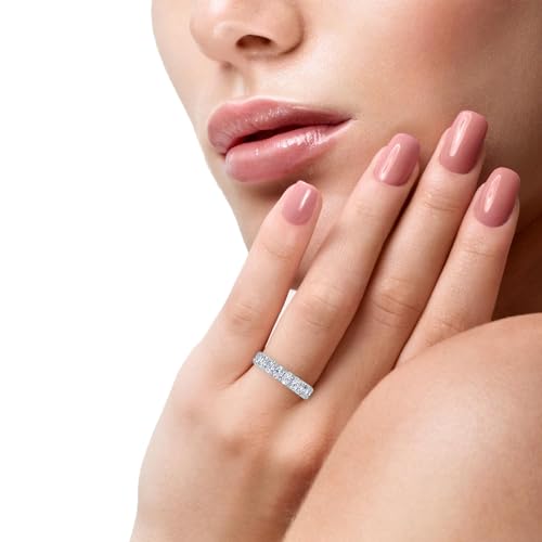 4.23 CTW Oval Cut Diamond Eternity Ring for Women in 14K White Gold/Yellow Gold | E-F Color, VS Clarity | Wedding, Anniversary, Luxury Fine Jewelry Gift | Lab-Grown Diamonds | Ring Size 6.5 - Image 7
