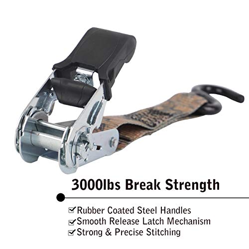 Xstrap Standard Ratchet Tie Down Straps - 4 Pk - 1'' X 15 Ft - 630 Lbs Load Cap 1890 Lbs Break Strength-Cargo Straps (Camouflage) #TOP5