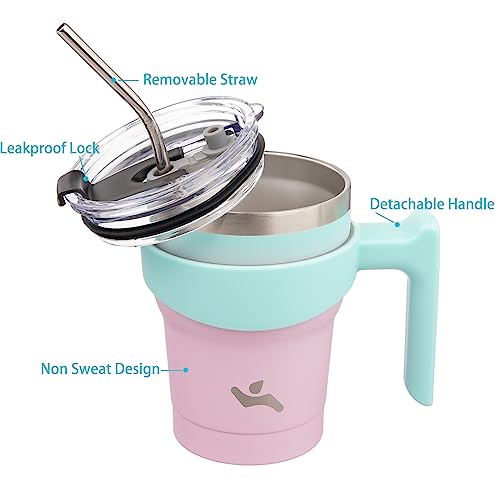 Image of Konokyo 10 oz Tumbler with Handle and Straw, Insulated Travel Mug