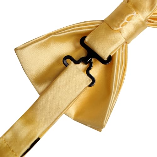 Image of Solid Color Bow Ties for Men Silk Pre-tied Tuxedo Bowtie Set 4PCS | Pre-tied in 3 seconds,adjustable 4PCS bow tie and pocket square cufflinks lapel pin set,wedding,formal,party,prom,graduation
