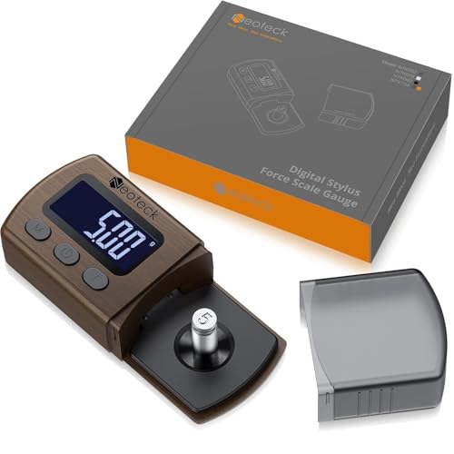 Neoteck Digital Turntable Stylus Force Scale Gauge 0.01g/5.00g Black LCD Backlight for Tonearm Phono Cartridge-Brown