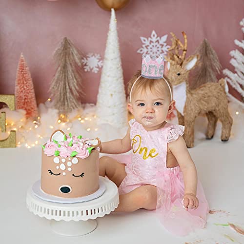 Agkvw Winter Onederland 1St Birthday Crown - Snowflake Birthday Crown For Baby Girls, Pink And Silver Glitter Birthday Hat, Winter Onederland Decorations Girl #TOP1