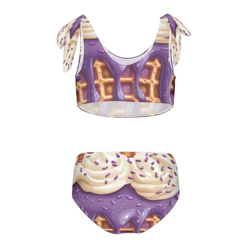 Milk Burgundy Purple Ice Cream Girls Tankini Swimsuit Kids Bikini Sets 2 Pcs Bathing Suit 3T2