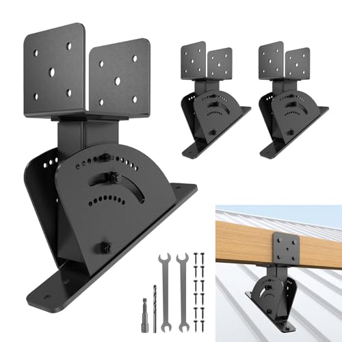 Wyustey 3Pcs 4x4/4x6 Roof Riser Brackets Kit Heavy Duty Patio Roof Riser for Stable Support Patio Pergola Pergola Brackets Includes Complete Set of Accessories