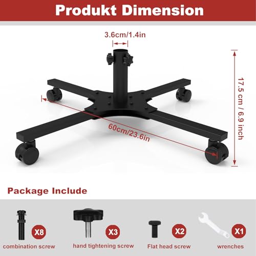 Soporte para árbol de Navidad con ruedas de metal ajustable de 23 pulgadas 3