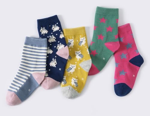 CHUNG Little Big Girls Cotton Socks Toddler above Ankle Polk Dot Crew Fashion Cartoon Cute Fun Pig3