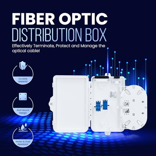 Image of ETS Fiber Optic Distribution Box 2 Core - IP65 Waterproof, UV Resistant, FTTH, FTTx, Wall /Pole Mountable, Industrial Networks, Fusion Splicing, SC /LC /FC Adapters, Cable Management