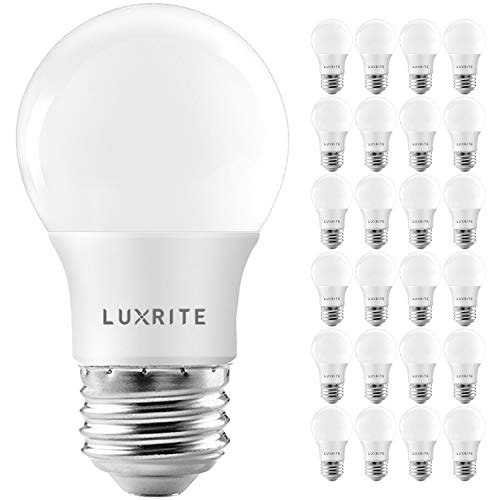 LUXRITE A15 LED Bulb 40W Equivalent, 7W, 4000K (Cool White), 600 Lumens, Enclosed Fixture Rated, Dimmable Ceiling Fan Light Bulbs, E26 Medium Base, UL Listed - Indoor and Outdoor (24 Pack)