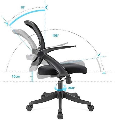 Miniatura 3 de Silla de oficina ergonómica con asiento de malla transpirable, silla de computadora con altura de asiento ajustable y respaldo reclinable,