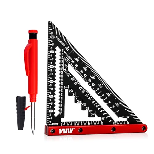 VNW 7inch Rafter Square with Carpenter Pencil, 1/8" Precision Hea...