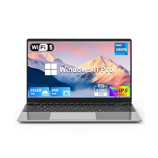 14 Inch Gaming Laptop, N5095 Laptop Computer(up to 2.9GHz), 8GB RAM 256GB SSD, FHD 1920 * 1080, 180 Angle Open, Windows 11 Pro, 2.4G+5G WiFi, BT 4.2, Mini HDMI