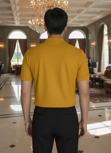 Image of MACK JONNEY Men's Solid Polo T-Shirt | Premium Cotton Blend | Regular Fit | Short Sleeve | Collared Casual Wear|Pack of 2 -MJ-157
