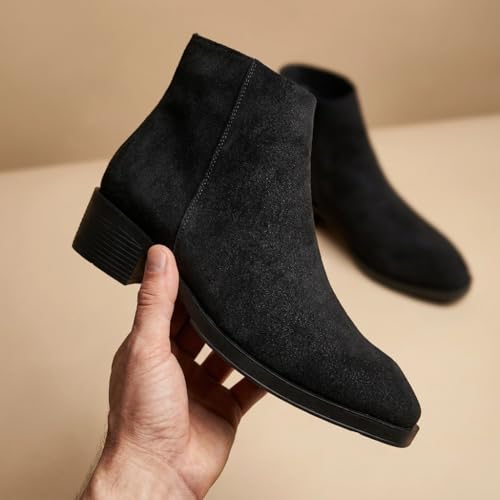 Image of Big Fox Men's Premium Suede Cuban Boots | Stylish Ankle-Length Casual Boots | Lightweight & Comfortable