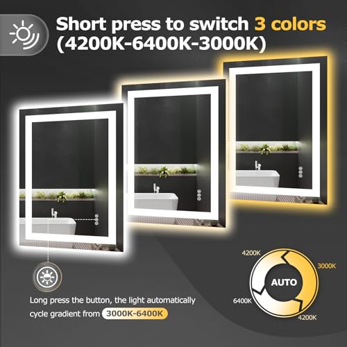 Image of Hivone 24 inchX30 inch LED Bathroom Mirror with Lights, UL Listed