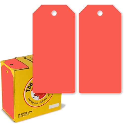 Etiquetas rojas fluorescentes SmartSign preperforadas para control de inventario y envíos