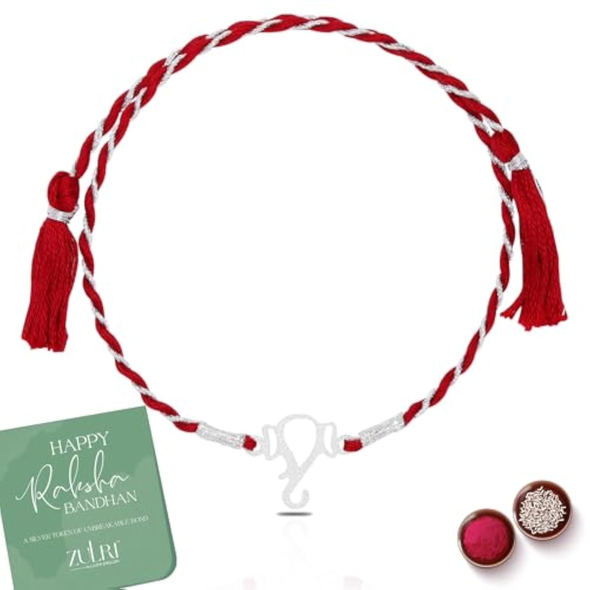 92.5 Pure Sterling Silver Ganesh Thread Rakhi for Rakshabandhan