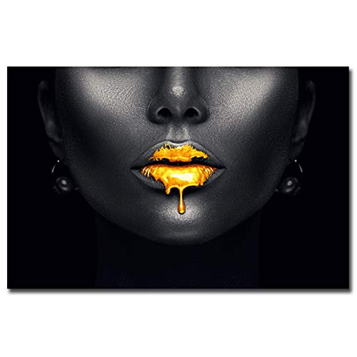 NIEMENGZHEN Imprimir en Lienzo Sexy Lips Canvas Wall Art Pictures Pinturas africanas para Sala de Estar Decoración de Pared Póster e Impresiones 40x60cm con Marco Cover