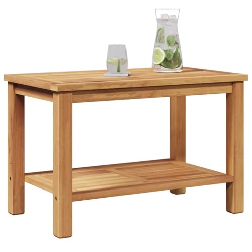 vidaXL Table Basse Marron 70 x 40 x 45 cm Bois de Teck Solide, Table Basse Alfresco, Meuble d’extérieur Moderne pour se détendre, Rangement, Design Minimaliste pour...