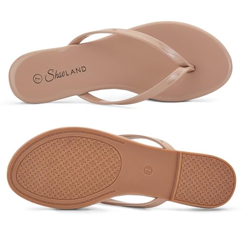 Image of Shoe Land Thong Flip Flops for Women, Memory Foam Flat Sandals, Lightweight Summer Slides, Non Slip Comfort Sandals for Beach, Travel and Everyday Wear