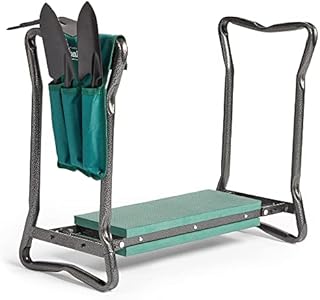 VonHaus Garden Kneeler Seat with Handles and Tool Set  Folding, Lightweight, Portable, 2 in 1 Design Kneeler and Chair  Soft Foam Kneeling Pad for Gardening, Removable Tool Pouch, Strong Steel Frame