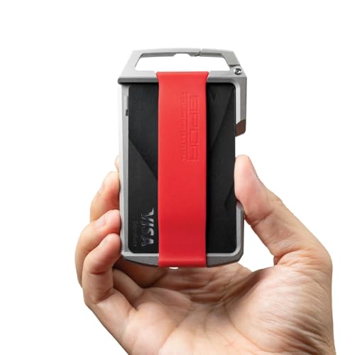 GPCA U1 Slim Wallet for Men, Minimalist Titanium Credit Card Holder, Badge Holder, Slim Wallet with Key Chain Carabiner & Belt Clip, Thin Card Wallet, Lightweight Men's Wallet & Stylish (Red)3