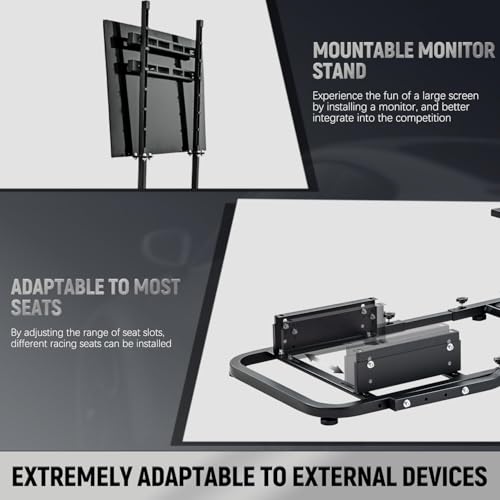 Marada Racing Simulator Cockpit with TV Bracket Mounting Holes Fit for Logitech/Fanatec/Thrustmaster G923 G27 G29 G920 T300, Adjustable Driving Simulator, No Steering Wheel Pedal TV Seat - Thumbnail 4