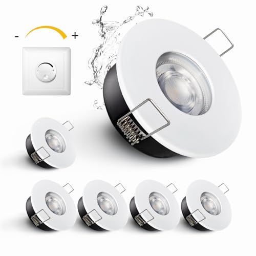 Sweier Recessed Ceiling Lights IP65, 5W LED Waterproof Downlights Dimmable 6000K Cool