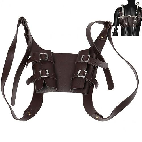 Support D'épée À Sangle Réglable et Double Fourreau Viking en Cuir PU - 7