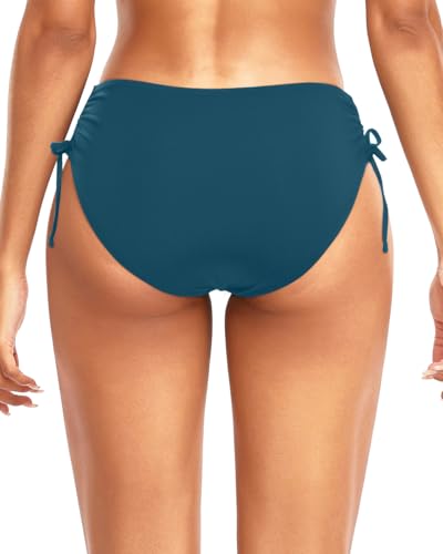 Image of Daci Women Mid Waist Bikini Bottoms - Full Coverage Swim Bathing Suit Bottom Side Tied Swimsuit Bottoms
