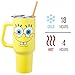 Silver Buffalo SpongeBob SquarePants Stainless Steel Tumbler with Handle, Fits in Standard Cup Holder, 40 Ounces