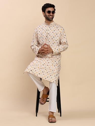 Image of Pro-Ethic Style Developer Men's Cotton Printed Kurta Pajama Set Traditional Outfit | Mandarin Collar (E-129)