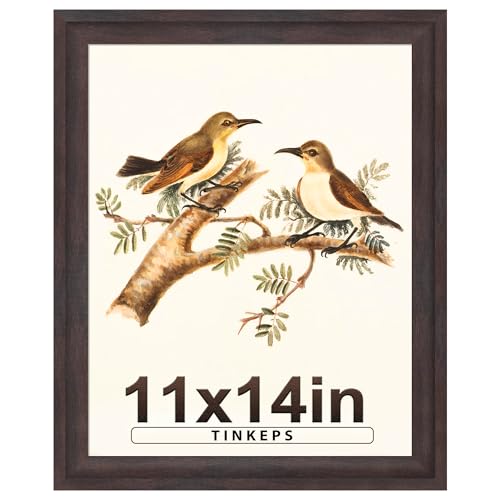 Image of 11x14 Picture Frame Walnut Brown with Black Back Board, Curved Extra Wide Edges, Vintage Style Picture Frame 11x14 inches for Wall Decor