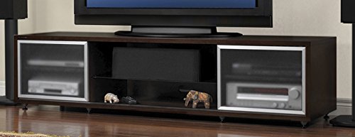 PLATEAU SR-V 75 EB-B Wood 75" TV Stand, Espresso finish, Black Frame Door