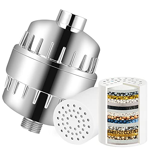 18 stage Shower Filter, Colorsmoon Shower Head Filter to Removes Chlorine and Harmful Substances, Consistent Water Flow Shower Filter for Hard Water Nourishes Hair, Nails, and Skin