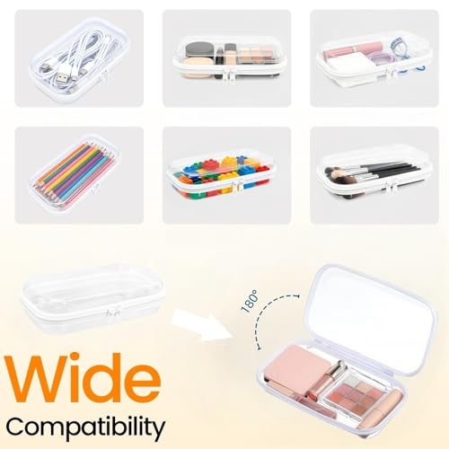 Image of 7.8x4 inch Thickened Clear Hard Shell Zipper Case，Professional-Grade Plastic Clear Zipper Pencil Case, Toiletry Pouch, Travel Organizer, Cosmetic Bag, Toy Storage Bins (1PCS-M)