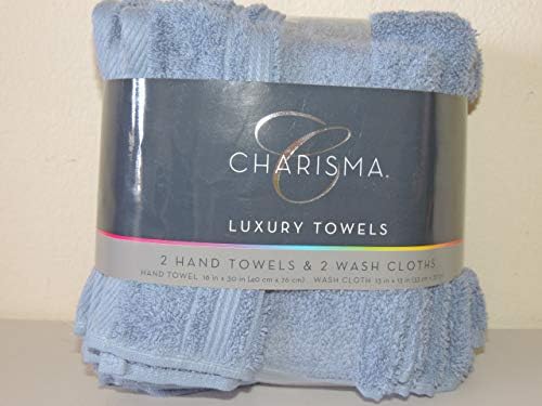 Charisma 4pk Luxury Towels Set: 2 Hand Towels & 2 Wash Cloths , Color: Sky Blue