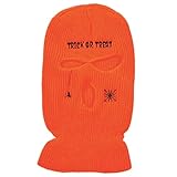 iswmm 3 fori maschera da sci lana lavorato a maglia cappello bel ricamo caldo all'aperto ciclismo maschera antivento passamontagna, arancione