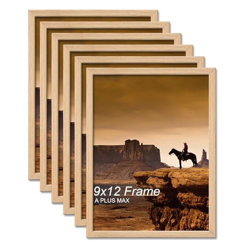 9x12 Picture Frame Set of 6 Natural Light Weight Tabletop and Wall Mount