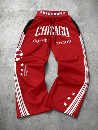 Men's Oversized Sweatpants Letter Graphic Hip Hop Casual Streetwear Baggy Sporty Academy Pants3
