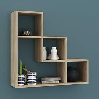 URBNLIVING Lyon 3 Step Wooden Floating Wall Mounting Shelf Display Unit Book Storage Deco (Oak)