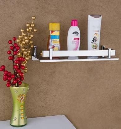 Image of FILOX Stainless Steel Bathroom Shelf with Towel Bar | Wall Mounted Shower Caddy Organizer Rack for Shampoo, Soap & Toiletries | Rust Proof Storage Shelf for Bathroom & Kitchen