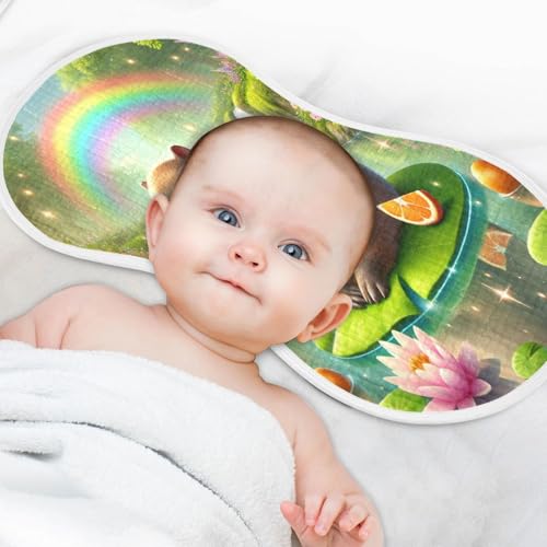 Capybara Rainbow Baby Burp Cloths Burp Cloth Rags Cotton Burp Clothes Absorbent Muslin Burp Cloths Soft for Newborn Girl Unisex Boy 1 Pack 22x11 Inches4