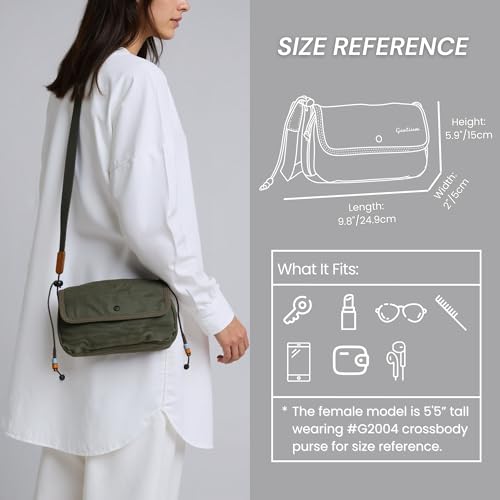 GOOTIUM Canvas Small Crossbody Purse - Flap Shoulder Bag Daily Essentials Pouch, Khaki2