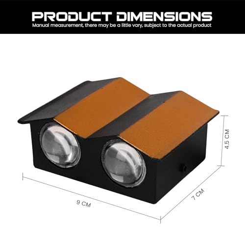 Image of GIGAWATTS 4W LED UP /Down Wall Light BIS Approved 2 Way Exterior Aluminium Body Hut Shape COB Lamp Sconce Fixture for Bedroom Living Room Hall Balcony (Warm White, Pack of 1)