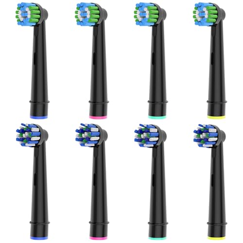 8pcs Toothbrush Heads Compatible with Oral B Electric Toothbrush 4pcs Precision Clean and 4pcs Cross Clean Brush Heads Black