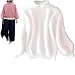 Produktbild FAIRZ Damen Winterpullover aus Angora Kaschmir-Mischung lockerer Warmer Pullover, Einfarbiger Strickpullover mit Rundhalsausschnitt Flauschiger Plüschpullover (White,One Size)