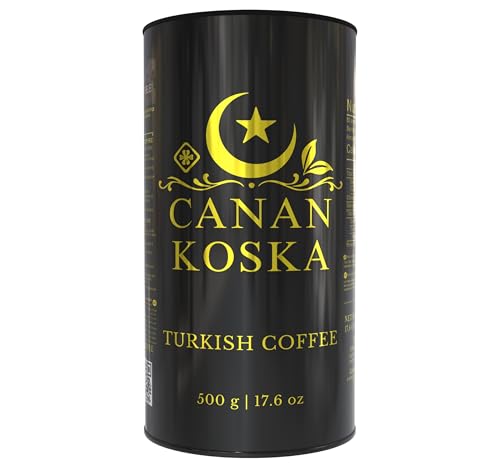 Canan Koska Turkish Coffee, Ultra Fine Ground, 17.6 oz (500g), Premium 100% Arabica Coffee, Authentic Turkish Coffee, Rich Foam, Medium Dark Roast, Traditional Cezve Coffee, Bold Flavor, Packed in USA