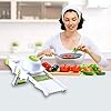 Mandoline Slicer Adjustable Vegetable Mandolin, Fruit zucchini Slicer, French Fry Cutter,Crinkle Cutter Food Waffle,Julienne Grater,Garlic Grinder(White)